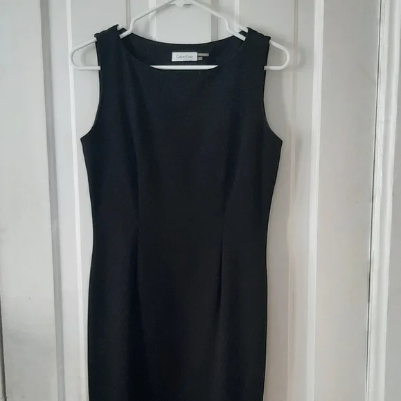 Calvin Klein | Dresses | Calvin Klein Womens Black Sleeveless Sheath Dress  W Gold Zipper Detail Size 4 | Poshmark